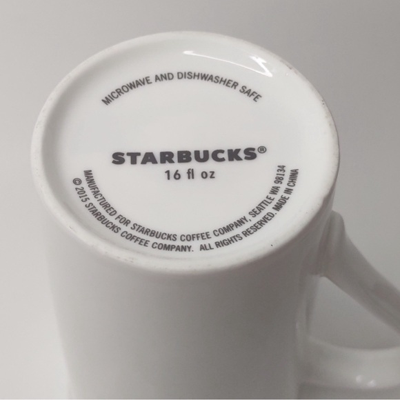 𝅺STARBUCKS 16fl oz Coffee Mug Gold Graffiti White With A Lid - Picture 9 of 11